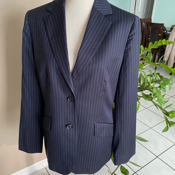 NWOT Brooks Brothers 14 Women's Suit Jacket Blazer Pinstripe Wool Navy - Picture 4 of 8